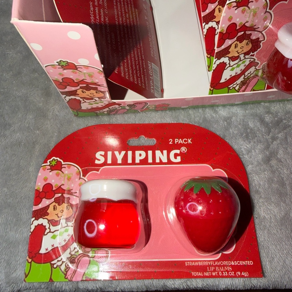 Strawberry-Shaped Lip Balm Duo